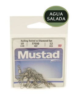 Girador con Gancho Mustad 77550 Rolling Swivel Diamond Eye & Snap